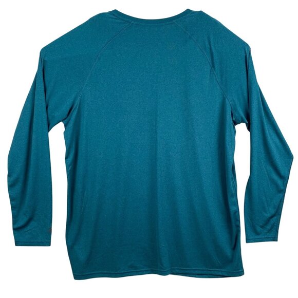 Champion Mens Shirt XXL Teal Long Sleeve Athletic Polyester Crew Neck Classic - Picture 2 of 6
